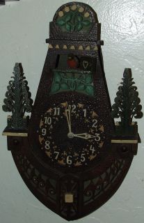   1800s Carved German Black Forest Cuckoo Folk Art Wall Clock; Germany