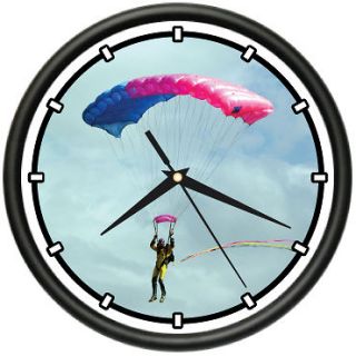 SKYDIVER Wall Clock plane jumper parachute gravity free falling gag 