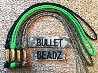 45 Auto & 9mm Bullet Beadz Necklace 550 Paracord Jewelry Beads  Choice 