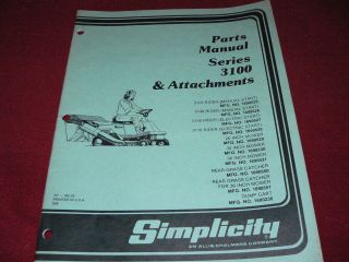 Simplicity Model 3100 Attachments & Accessories Lawn Tractor Dealers 