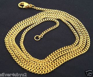   Plated Stainless Steel Men Women Cuban Link Curb Chain Necklace 2mm