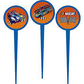 NASCAR Racing 12 Plastic Party Picks Cupcake Toppers