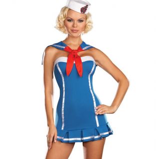 NEW Sexy Halloween Costume SAILOR Navy Dress by DREAMGIRL Womens Large 