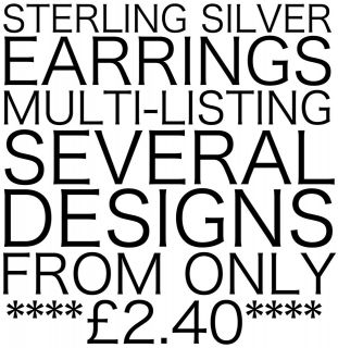   STERLING SILVER EARRINGS STUDS AND DROP ASSORTED MULTI LISTING CRYSTAL