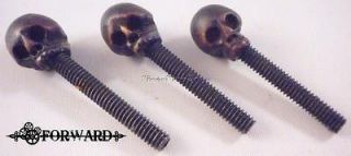 Tattoo Machine Contact Screws 8/32 with Custom Carved Wood Skull 