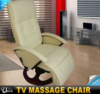   Luxurious Cream White PU Vibration Office Massage Chair Recliner
