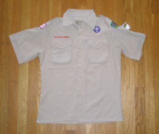 OFFICIAL BOY SCOUT TAN SHIRT YOUTH LARGE MICROFIBER SHORT SLEEVE SHIRT