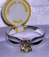 Genuine Faceted Oval Citrine .925 Sterling Silver Ring Size 7.5 