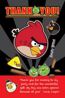 ANGRY BIRDS Printable THANK YOU Card NOTE File Matches Birthday Party 