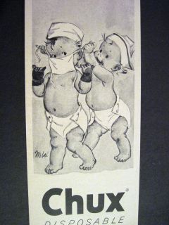 Vintage illustration of nurse & surgeon babies 1954 Chux diapers Print 