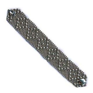   Liquid Metal Mesh Cuff Bracelet 1 1/4 Dimond Pattern 7, B9