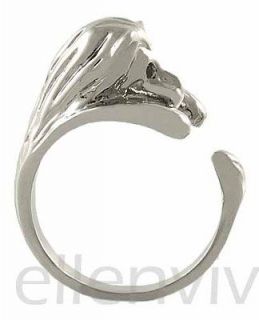 Enhanced Cute Brave Lion Animal Wrap Ring Sizes 5 9 Shiny Silver Tone 