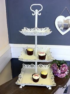 Cream large cupcake stand shabby vintage chic wedding party kitchen