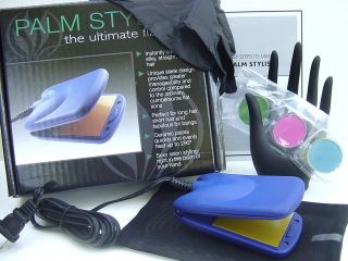Palm Stylist Flat Iron + Hair Chalk Green Pink Blue Complete Set (Set 