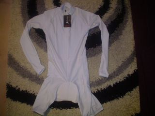 White Cycling Skinsuit / Skin Suit   Small   Long Sleeved