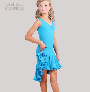 Childrens Latin Salsa Ballroom Dance Dress Girls Dancewear costumes # 