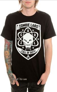 NEW Call Of Duty Black Ops Zombie Labs T Shirt Black White Tee Skull 