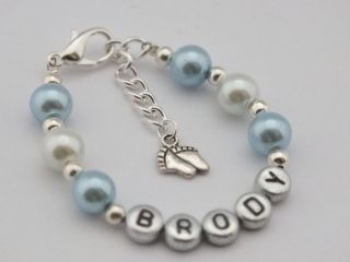 New baby boy personalised bracelet, jewellery   any name gift