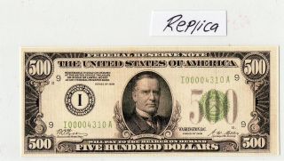 Novelty 500 Dollar bill Reprint/Replic​a