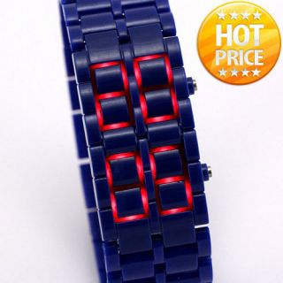   Lava Led Flash Calendar Men Lady Wrist Watch D BLUE Digital Date Clock