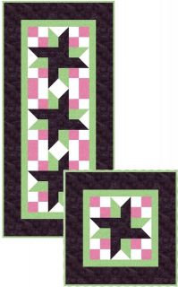 Crossroad TABLE RUNNER QUILT KIT  RJR pink, green, brown   cut and 