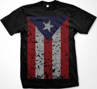 Puerto Rico Faded Flag Mens T shirt Rican Baseball Olympic Games Sport 