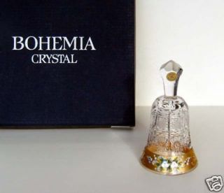 Bohemian Czech Hand Cut Crystal Bell Gold decor