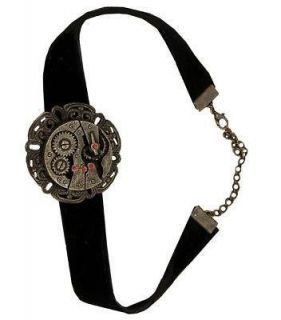 Black Velvet Steampunk Choker Gears Necklace Halloween Victorian 