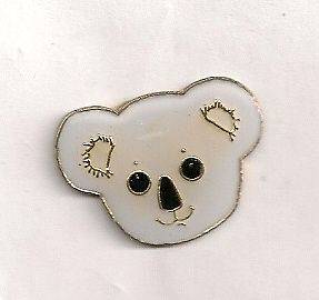 Koala Bear Pin , Stuffed White Bear Face Vintage Pin