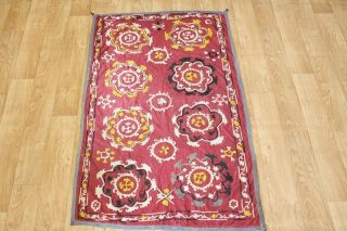 Decorative Vintage Silk Hand Embroidered Suzani Wall Hanging Table 