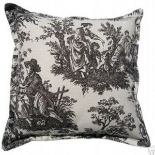 Country Life Black Toile Lumbar or Square Decorative Throw Pillow