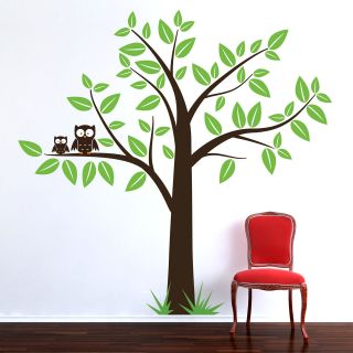 LARGE TREE WITH OWLS WALL ART STICKER DECAL NURSERY BABY ROOM 