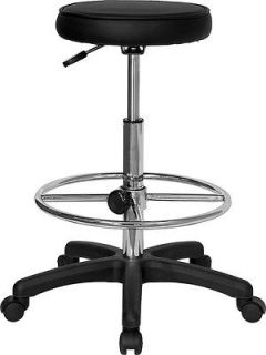 NEW BLACK VINYL MEDICAL DENTAL STOOLS CHAIRS WITH ADJUSTABLE FOOTRING 
