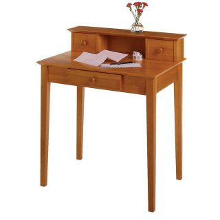   Style Honey Pine Solid Wood Hutch Writing Desk for Small Spaces NEW