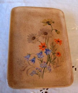 Ceramic Wall Pocket or Stand Alone Vase Speckled Biege w/Flower 