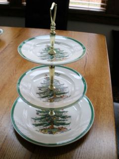 SPODE CHRISTMAS TREE 3 TIER DESSERT PLATE  ENGLAND