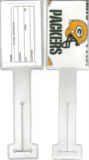 GREEN BAY PACKERS NFL FOOTBALL FABRIC LUGGAGE TAG HOLDERS   SET OF 2