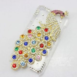 bling color peacock crystal diamond battery hard case cover for Ipod 