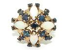   14kt Yellow Gold 2 30ct Sapphire Diamond Cluster Band Ring
