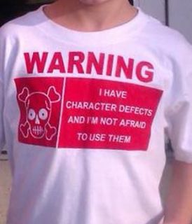 Narcotics Anonymous   Warning Defects T shirt   2 sided white with red 