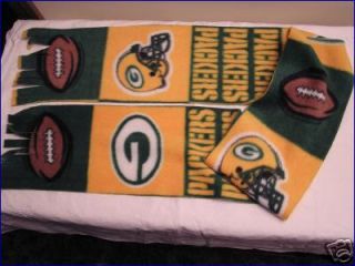 Green Bay Packers Football Fleece Scarf GO PACKERS