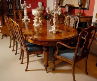 Ft Italian Marquetry Dining Table 8 Queen Anne Chair
