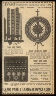 1957 Evans carnival games jumbo dice wheel shooting gallery mallet 