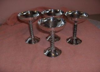 Vintage Silver Plate Grape Vine Stemmed Champagne Goblet Angulo 