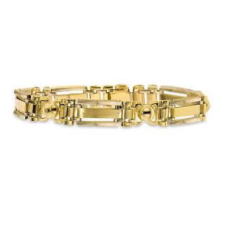 Mens Fancy Solid 14kt Gold Link Bracelet 8 Long, 29.3gr., 11mm wide 