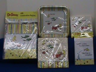   ONE TWO FISH DR SEUSS BABY SHOWER PARTY INVITES PLATES BANNER NAPKINS
