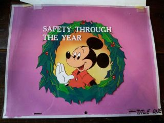 animation cel disney  Mickey in Christmas wreath Safety Through The 