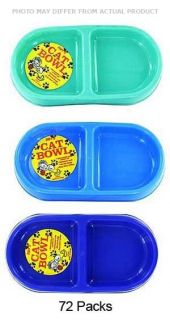 New 72 Packs of Plastic Double Cat Bowl Oval Shaped