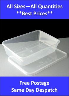 500 Plastic Containers Clear With Lids Microwave Food Safe Takeaway 