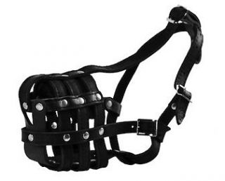 Dogs DOG Basket Muzzle Leather Padded Adjustable